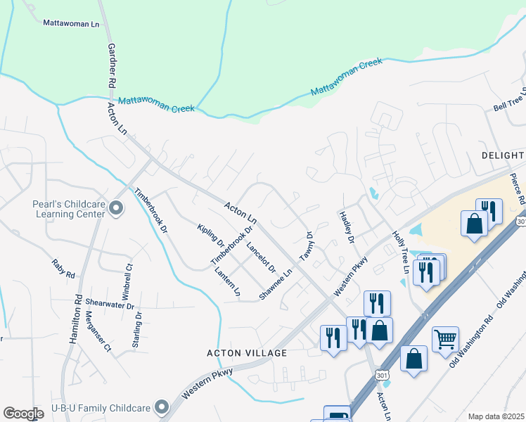 map of restaurants, bars, coffee shops, grocery stores, and more near 11708 Troy Court in Waldorf