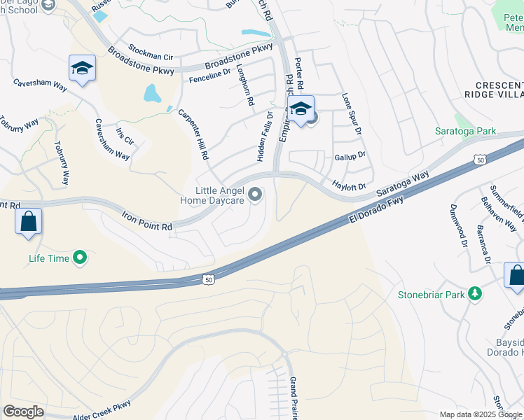 map of restaurants, bars, coffee shops, grocery stores, and more near 1987 Horseshoe Glen Circle in Folsom