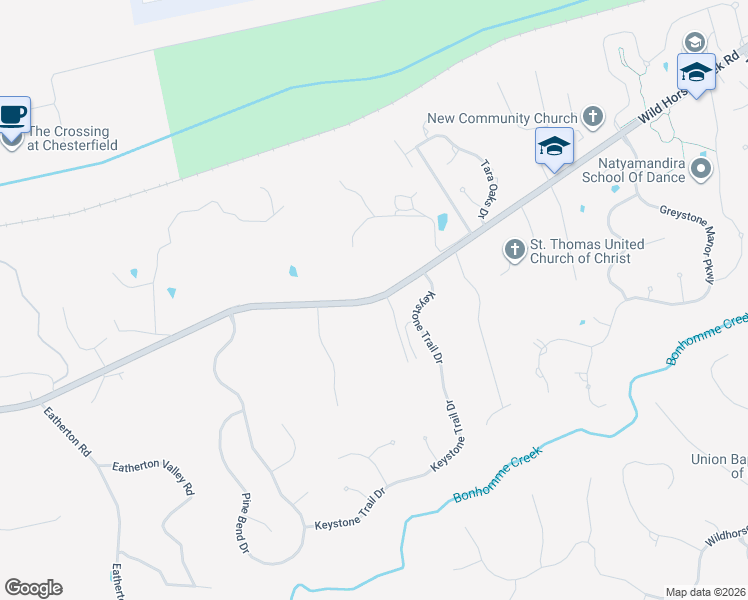 map of restaurants, bars, coffee shops, grocery stores, and more near Wild Horse Creek Road in Wildwood