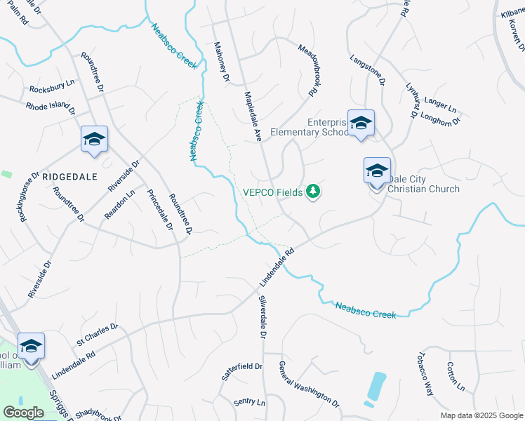 map of restaurants, bars, coffee shops, grocery stores, and more near 14114 Maverick Court in Woodbridge