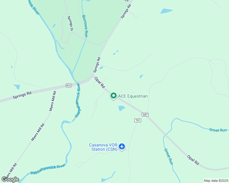 map of restaurants, bars, coffee shops, grocery stores, and more near 8538 Opal Road in Warrenton