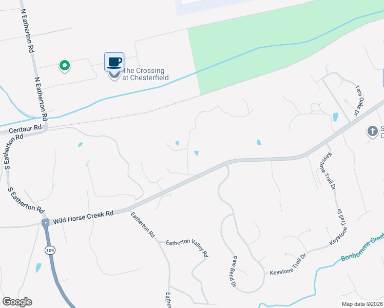 map of restaurants, bars, coffee shops, grocery stores, and more near 177 Fick Farm Road in Chesterfield
