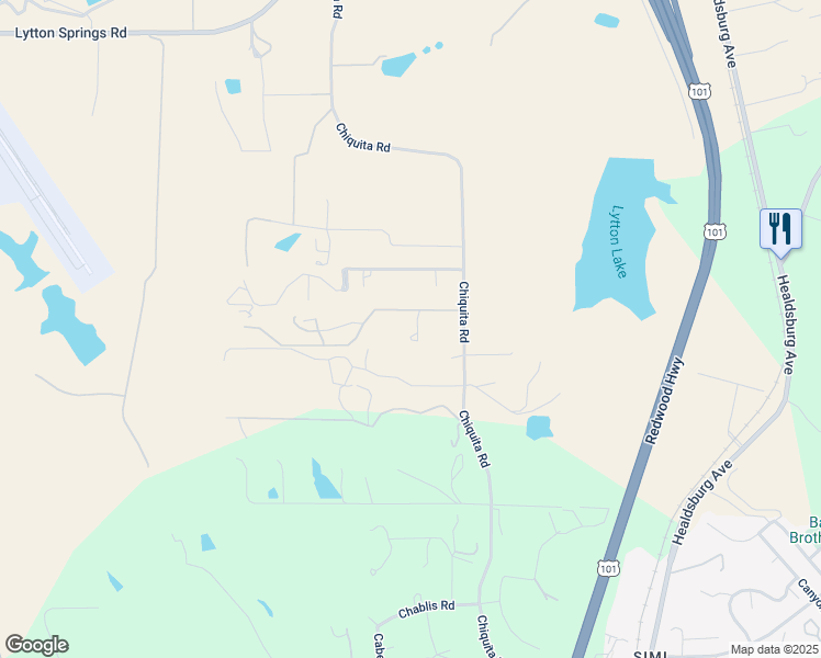 map of restaurants, bars, coffee shops, grocery stores, and more near 516 Milligan Ranch Lane in Healdsburg
