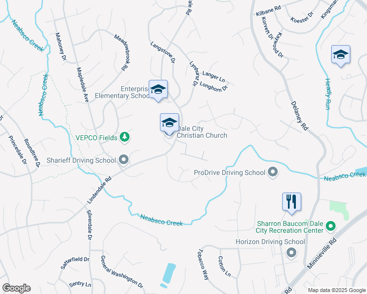 map of restaurants, bars, coffee shops, grocery stores, and more near 14024 Lestric Lane in Woodbridge