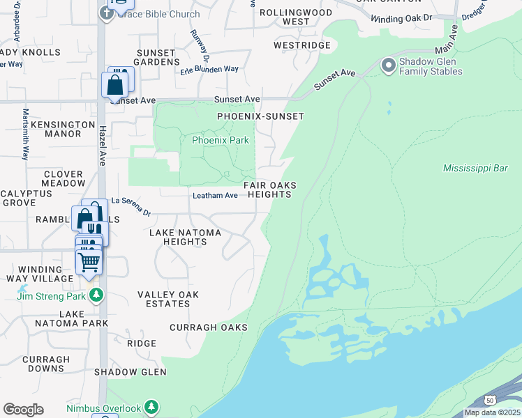map of restaurants, bars, coffee shops, grocery stores, and more near 4519 Vega Del Rio Drive in Fair Oaks