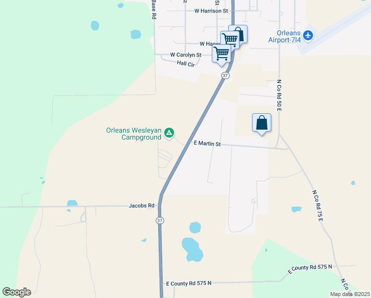 map of restaurants, bars, coffee shops, grocery stores, and more near 1552 South Maple Street in Orleans
