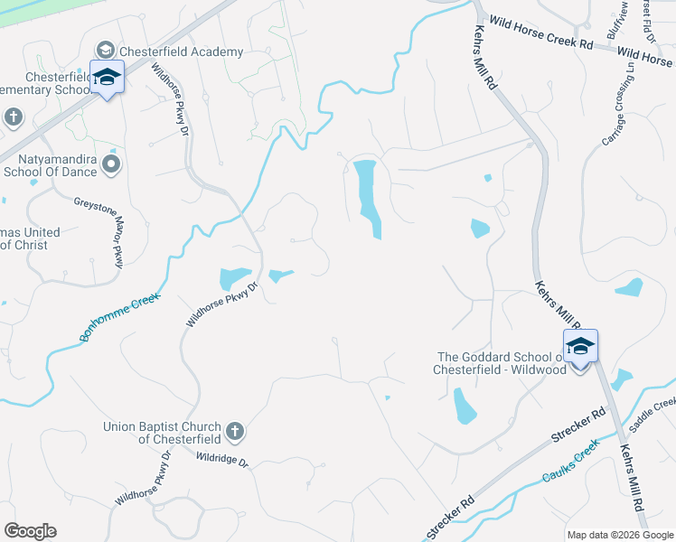 map of restaurants, bars, coffee shops, grocery stores, and more near 17613 Bridgeway Circle Drive in Chesterfield