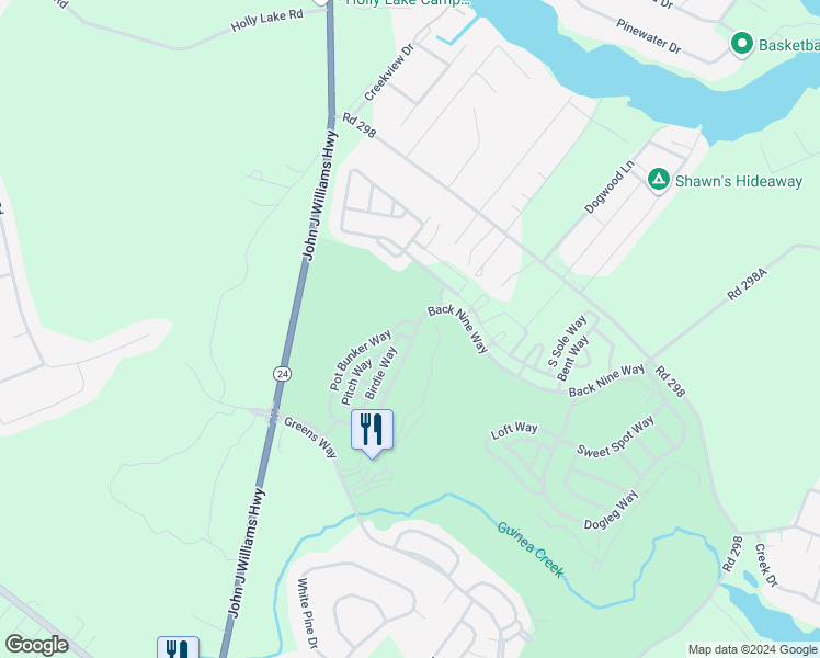 map of restaurants, bars, coffee shops, grocery stores, and more near 25010 Pot Bunker Way in Millsboro