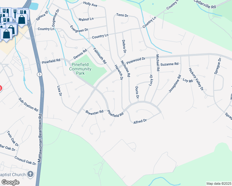 map of restaurants, bars, coffee shops, grocery stores, and more near 4708 Orleans Circle in Waldorf