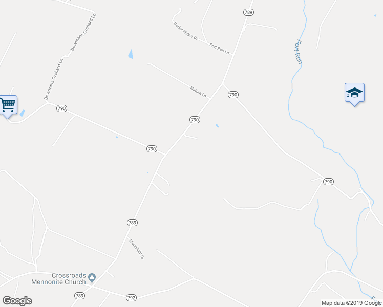 map of restaurants, bars, coffee shops, grocery stores, and more near 17486 Andrick Mill Road in Timberville