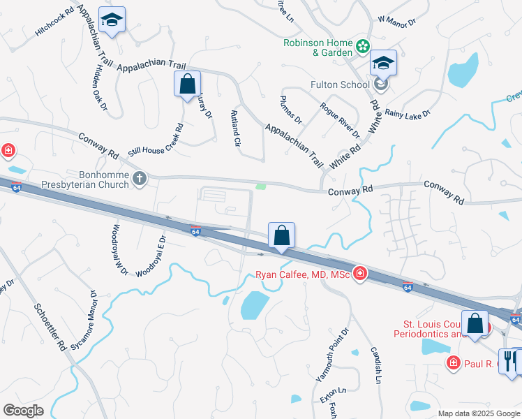 map of restaurants, bars, coffee shops, grocery stores, and more near 1390 Timberlake Manor Parkway in Chesterfield