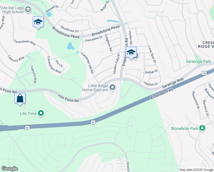 map of restaurants, bars, coffee shops, grocery stores, and more near 1910 Horseshoe Glen Circle in Folsom
