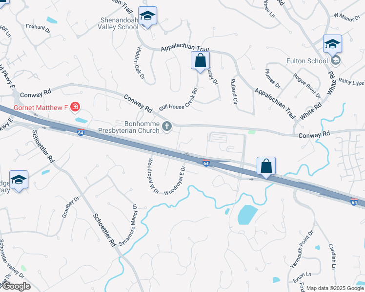 map of restaurants, bars, coffee shops, grocery stores, and more near 14567 North Outer 40 Road in Chesterfield
