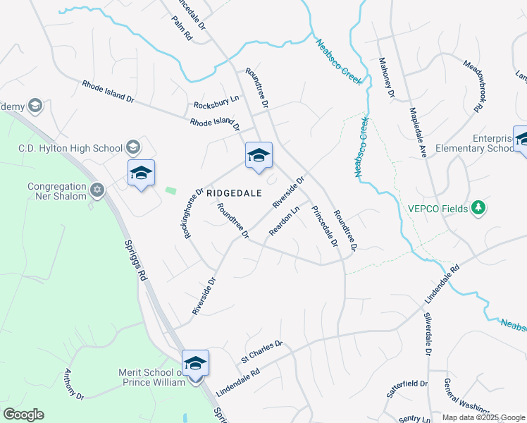 map of restaurants, bars, coffee shops, grocery stores, and more near 5808 Riverside Drive in Woodbridge