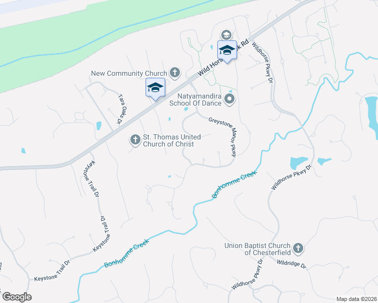 map of restaurants, bars, coffee shops, grocery stores, and more near 17900 Greycliff Drive in Chesterfield