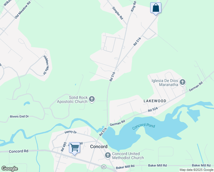 map of restaurants, bars, coffee shops, grocery stores, and more near 24478 Concord Pond Road in Seaford