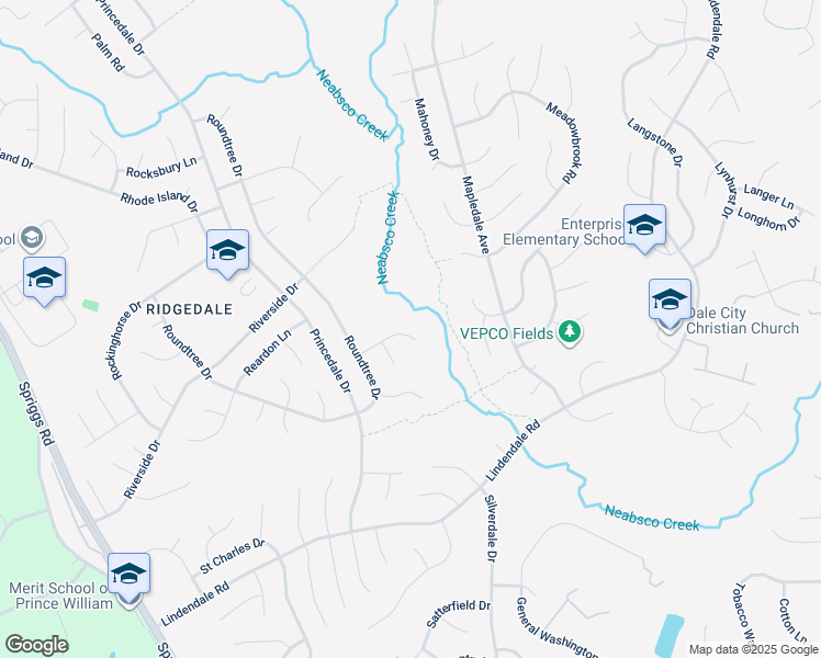 map of restaurants, bars, coffee shops, grocery stores, and more near 5482 Rector Drive in Woodbridge