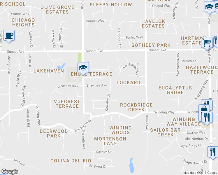 map of restaurants, bars, coffee shops, grocery stores, and more near 4601 Kewanee Street in Fair Oaks