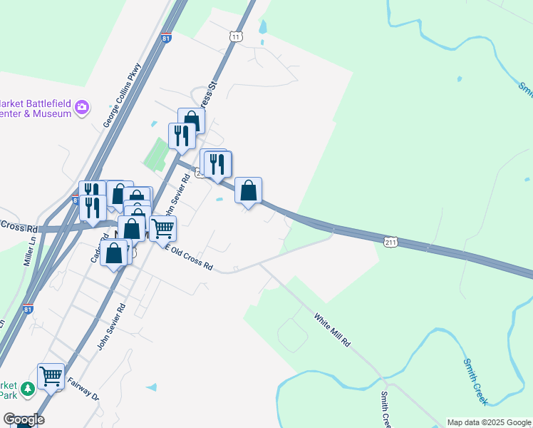 map of restaurants, bars, coffee shops, grocery stores, and more near 9253 Travellers Court in New Market