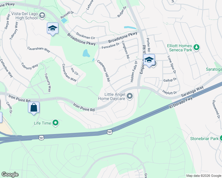 map of restaurants, bars, coffee shops, grocery stores, and more near 313 Carpenter Hill Road in Folsom