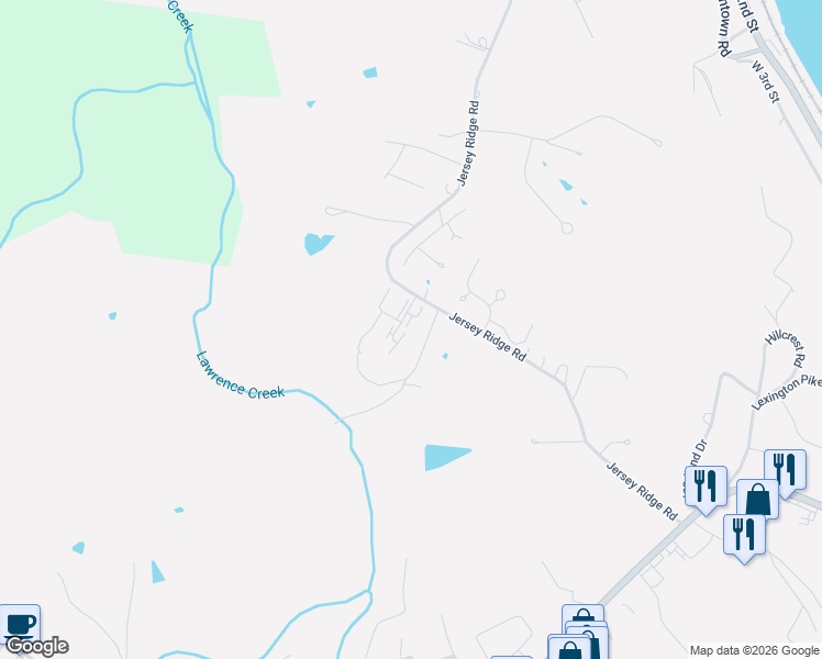 map of restaurants, bars, coffee shops, grocery stores, and more near 720 Jersey Ridge Road in Maysville