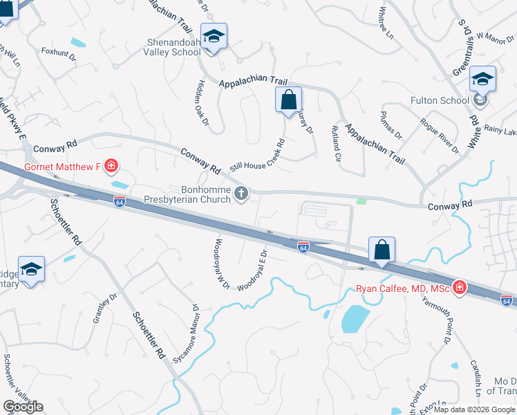 map of restaurants, bars, coffee shops, grocery stores, and more near 439 Whitestone Farm Drive in Chesterfield
