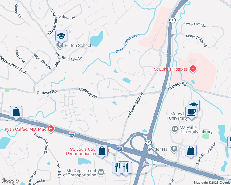 map of restaurants, bars, coffee shops, grocery stores, and more near 320 Morristown Court in Chesterfield