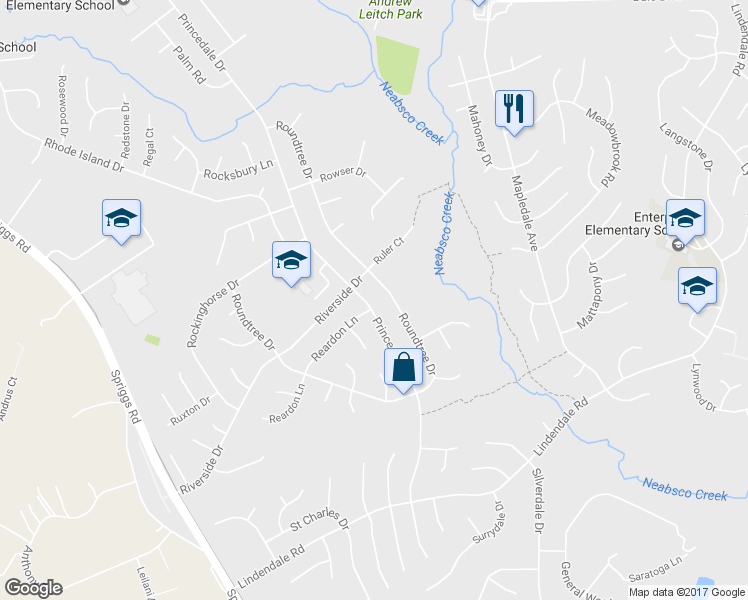 map of restaurants, bars, coffee shops, grocery stores, and more near 13561 Princedale Drive in Woodbridge