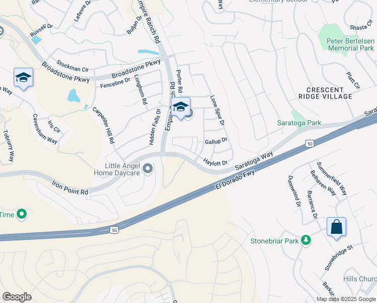 map of restaurants, bars, coffee shops, grocery stores, and more near 1100 Moon Circle in Folsom