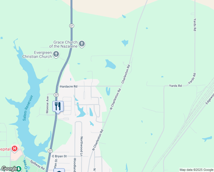 map of restaurants, bars, coffee shops, grocery stores, and more near 198 Hardacre Road in Salem