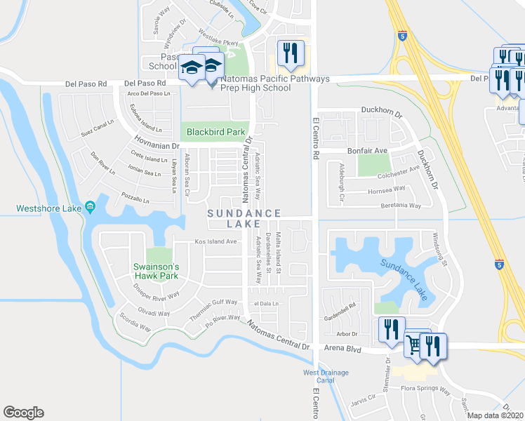 map of restaurants, bars, coffee shops, grocery stores, and more near in Sacramento