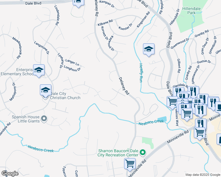 map of restaurants, bars, coffee shops, grocery stores, and more near 4690 Pearson Drive in Woodbridge