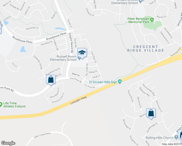 map of restaurants, bars, coffee shops, grocery stores, and more near 2227 Cattle Drive in Folsom