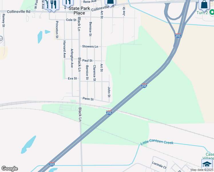 map of restaurants, bars, coffee shops, grocery stores, and more near 426 Art Street in Collinsville