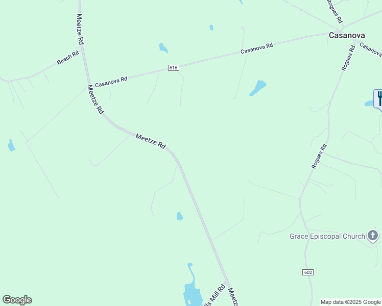 map of restaurants, bars, coffee shops, grocery stores, and more near 9399 Meetze Road in Midland