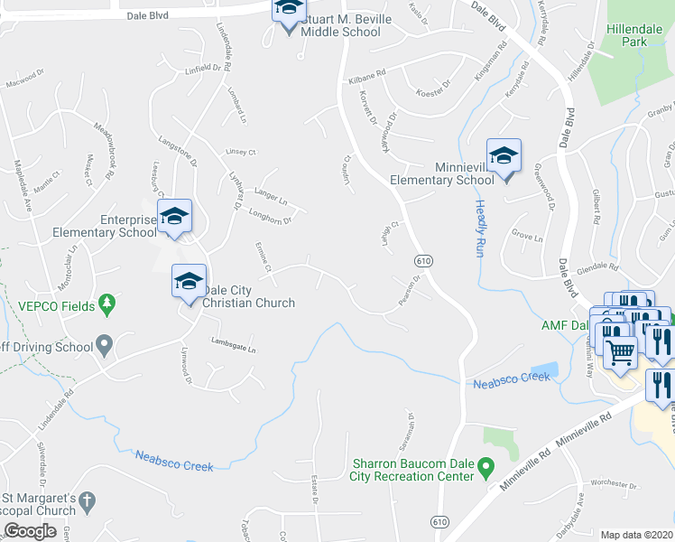map of restaurants, bars, coffee shops, grocery stores, and more near 4776 Pearson Drive in Woodbridge