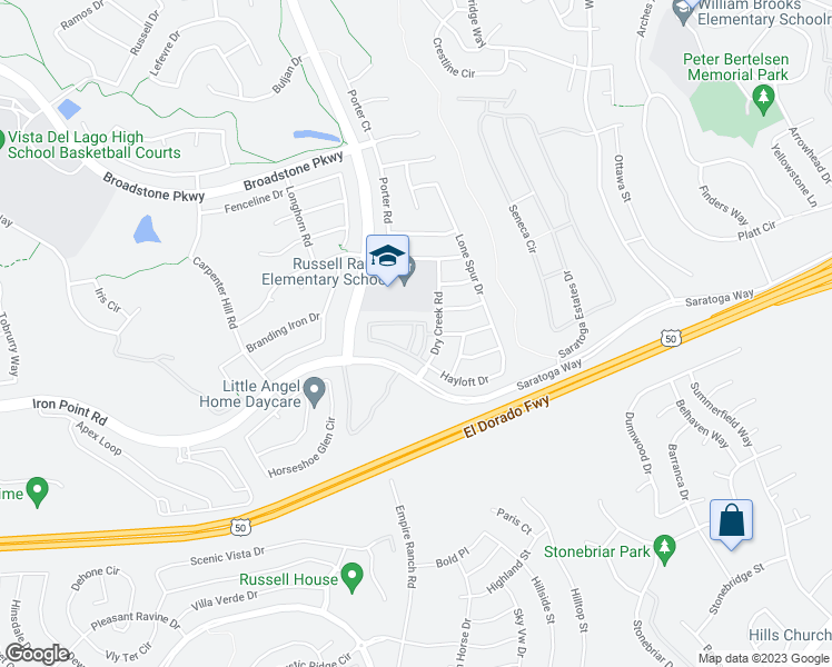 map of restaurants, bars, coffee shops, grocery stores, and more near 500 Moon Circle in Folsom