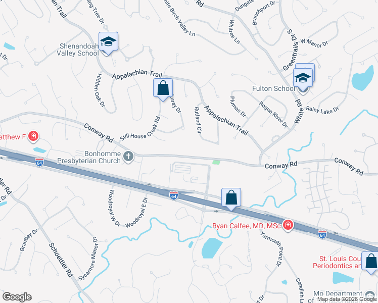 map of restaurants, bars, coffee shops, grocery stores, and more near 14866 Rutland Circle in Chesterfield