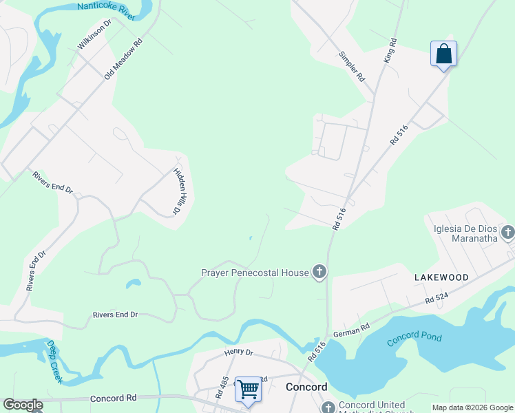 map of restaurants, bars, coffee shops, grocery stores, and more near 210 Deep Creek Drive in Seaford