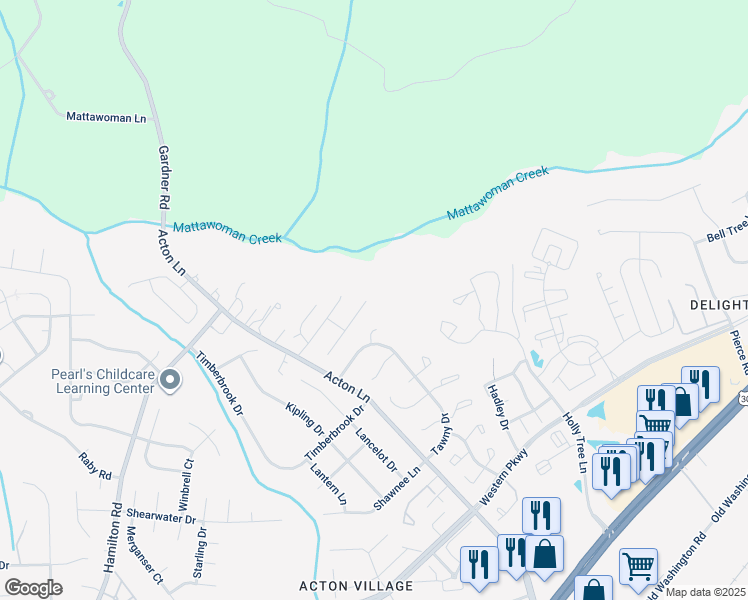 map of restaurants, bars, coffee shops, grocery stores, and more near 2754 Tyburn Oaks Court in Waldorf