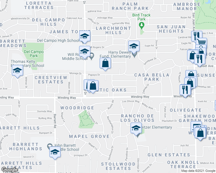 map of restaurants, bars, coffee shops, grocery stores, and more near 4720 Dewey Orchard Court in Fair Oaks