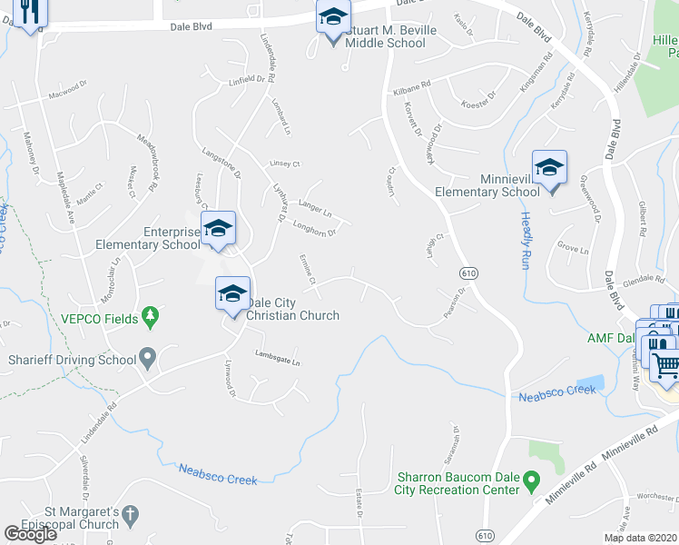 map of restaurants, bars, coffee shops, grocery stores, and more near 4808 Pearson Drive in Woodbridge
