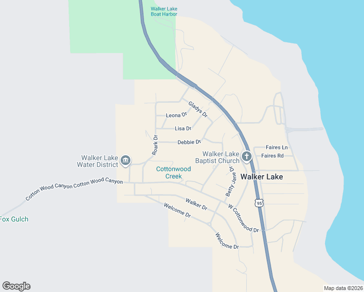 map of restaurants, bars, coffee shops, grocery stores, and more near 434 Debbie Drive in Walker Lake