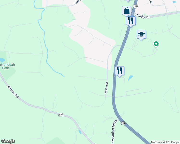 map of restaurants, bars, coffee shops, grocery stores, and more near 8136 Raphiel Court in Manassas
