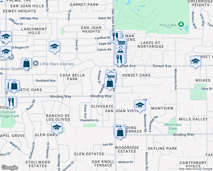 map of restaurants, bars, coffee shops, grocery stores, and more near 4728 Isabella Avenue in Fair Oaks