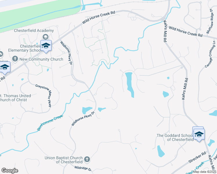 map of restaurants, bars, coffee shops, grocery stores, and more near 17668 Bridgeway Circle Drive in Chesterfield