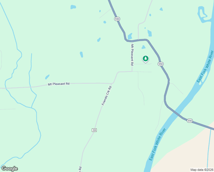 map of restaurants, bars, coffee shops, grocery stores, and more near 1474 Mount Pleasant Road in Loogootee