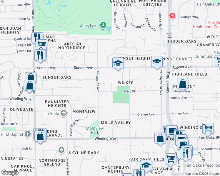 map of restaurants, bars, coffee shops, grocery stores, and more near 4711 Quad Court in Fair Oaks
