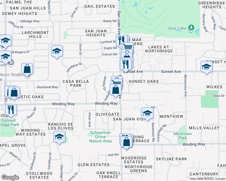 map of restaurants, bars, coffee shops, grocery stores, and more near 4728 Isabella Avenue in Fair Oaks