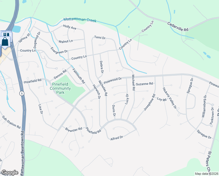 map of restaurants, bars, coffee shops, grocery stores, and more near 5516 Jeffrey Circle in Waldorf
